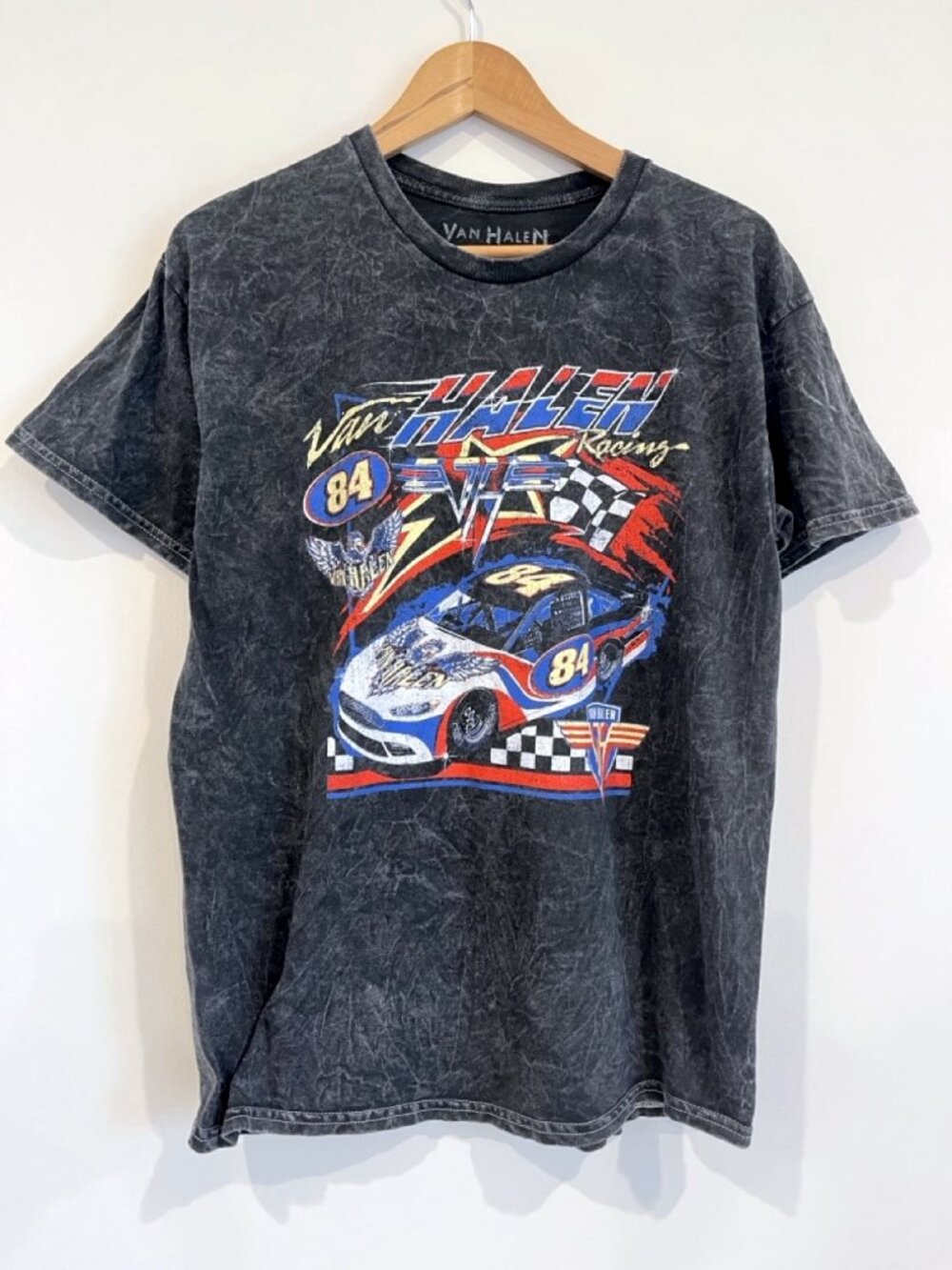 Van Halen Racing 84 Acid Wash Graphic Tee L